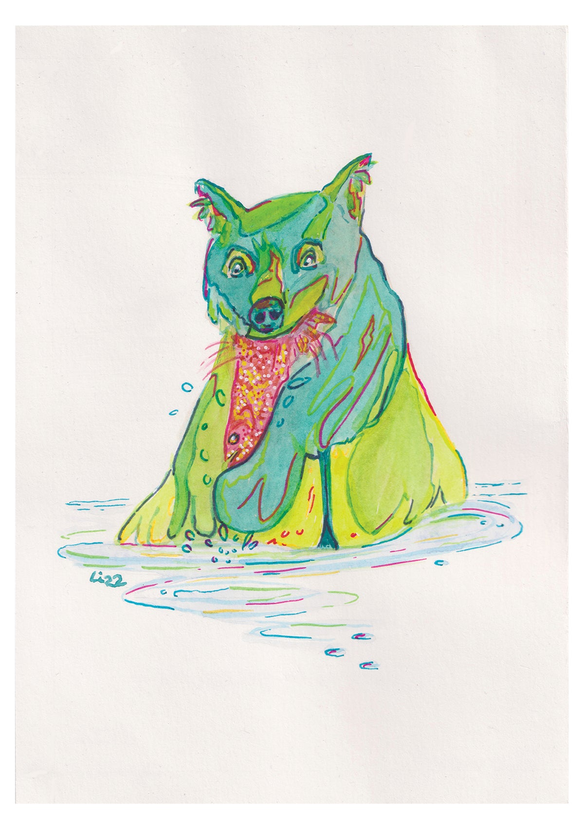 L'ours et le poisson rose